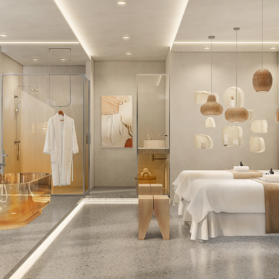  现代美容院spa会所su模型 