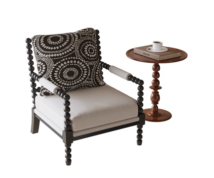  现代休闲椅 单椅 单人沙发 边几角几su模型 