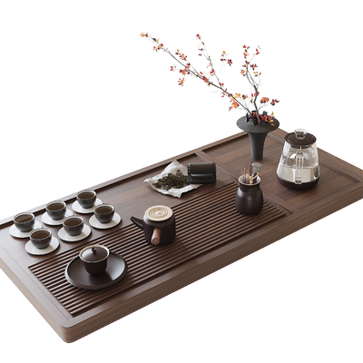  新中式茶具 茶壶 茶杯su模型 