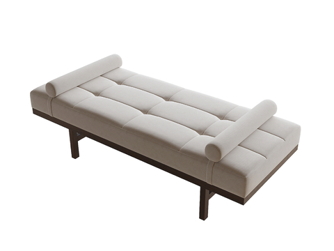  现代简约软垫长凳3d模型下载 床尾凳 木质腿白色软包长椅 