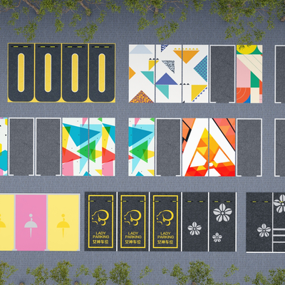  停车场停车位su模型 