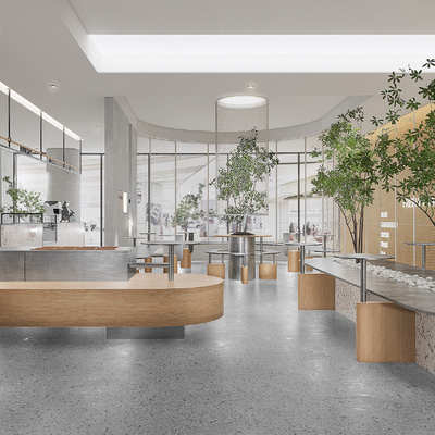  现代奶茶店咖啡厅su模型 