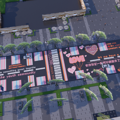  市政道路 斑马线箭头 标识划线 地面车道指示线 公路标准su模型 