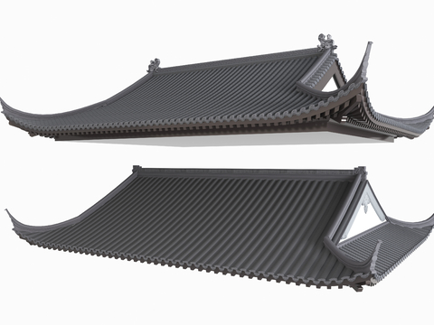 中式屋檐 飞檐 屋顶 屋脊su模型