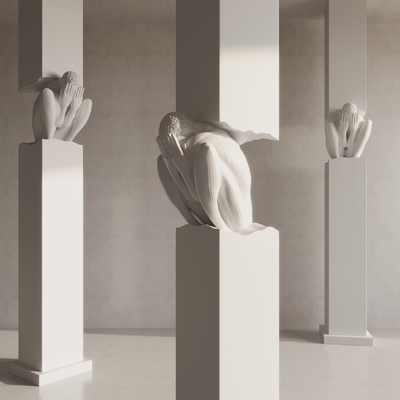 现代抽象雕像 石膏雕塑su模型