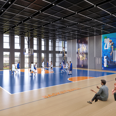  现代篮球馆 体育场su模型 