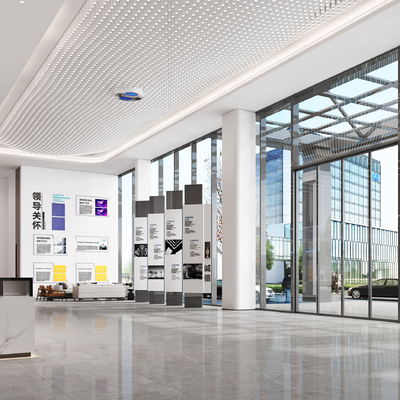  办公大堂 商务大堂su模型 