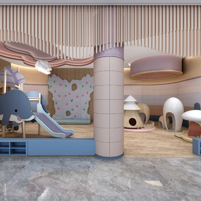  游乐园幼儿园 儿童活动区su模型 