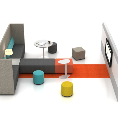  现代卡座沙发su模型 