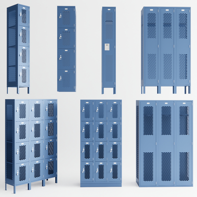 通风储物柜 网格铁皮柜 镂空仓库柜su模型
