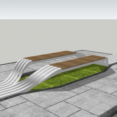  现代户外异形公用椅su模型 