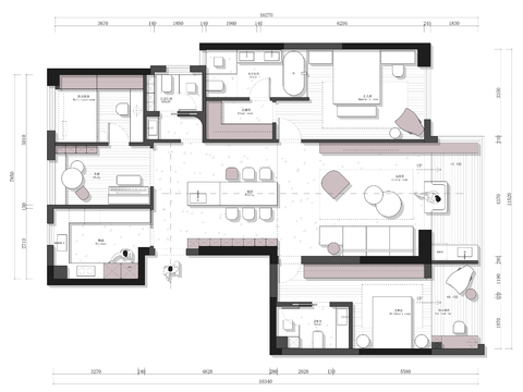  160㎡细节优化三房平面优化案例源文件 