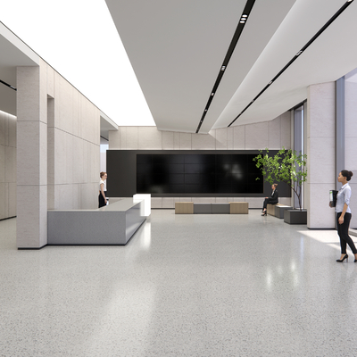  现代办公楼大堂 前厅su模型 