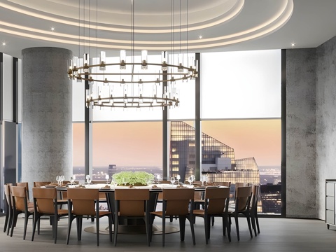  新中式包厢 中餐厅包厢 包厢餐桌椅 圆桌餐桌椅 四人以上餐桌su模型 