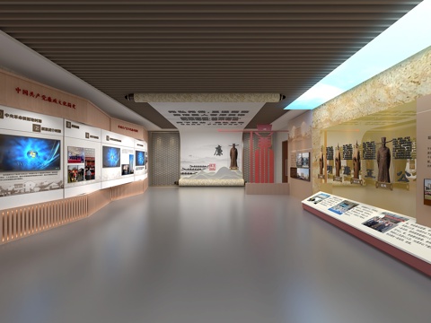  廉政展厅党建展厅荣誉室党建文化墙su模型 