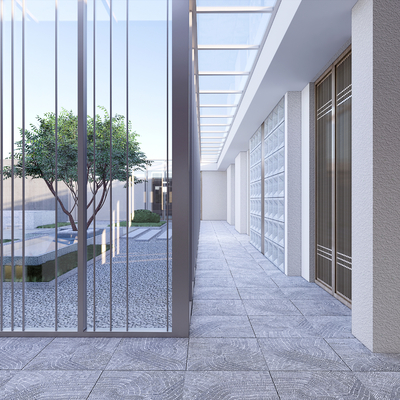  现代连廊su模型 