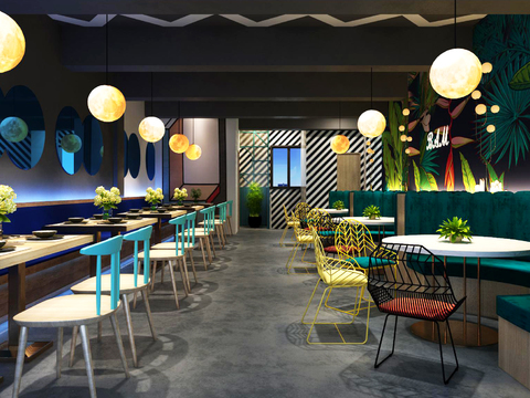  工业风休闲餐厅3d模型 