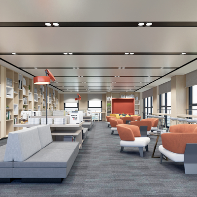  现代图书馆 阅读室su模型 