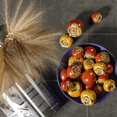  现代水果柿子su模型 