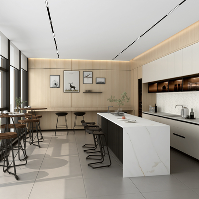  茶水间 办公室水吧区su模型 