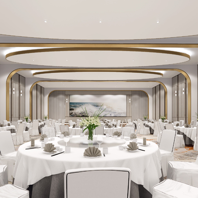  现代酒店宴会厅su模型 