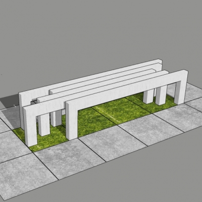  现代户外公用椅su模型 