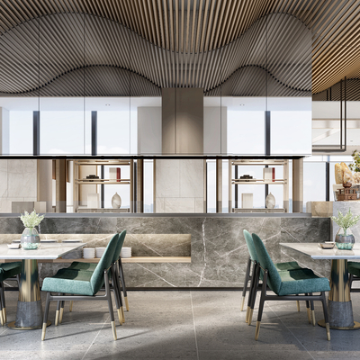  现代自助餐厅su模型 