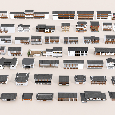  新中式乡村民房 古建筑su模型 