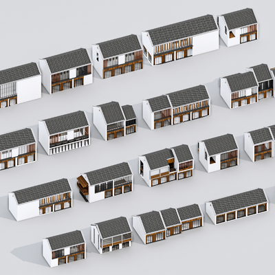  新中式乡村民房 古建筑su模型 