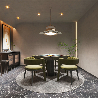  侘寂风棋牌室 麻将室su模型 