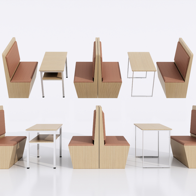 现代卡座沙发 餐桌椅su模型