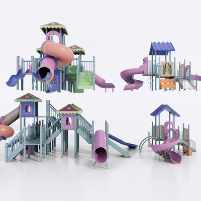 现代户外滑梯 游乐设备su模型