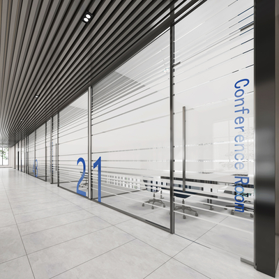  现代办公过道su模型 