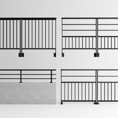 现代围栏护栏 道路栏杆 栅栏su模型