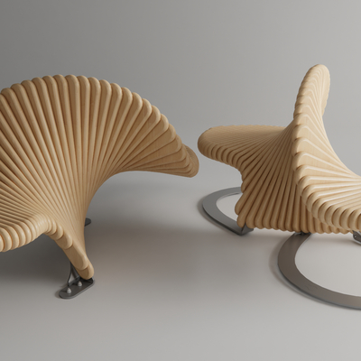 现代户外长凳 异形长椅su模型