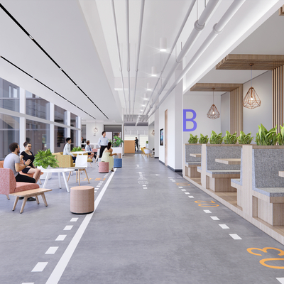  现代办公休闲区su模型 