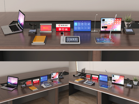  办公用品 话筒 升降屏 一体机 会议设备su模型 