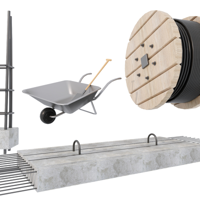 建筑构件 建筑材料 工地工具 混凝土楼板 混凝土柱子 电线圈su模型