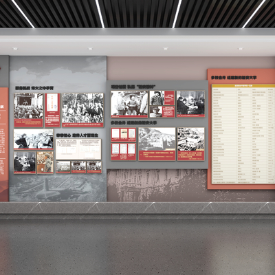  校史馆展厅 博物馆文化墙su模型 