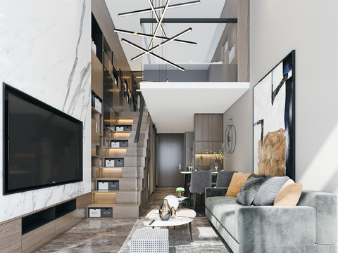  现代复式公寓3d模型 