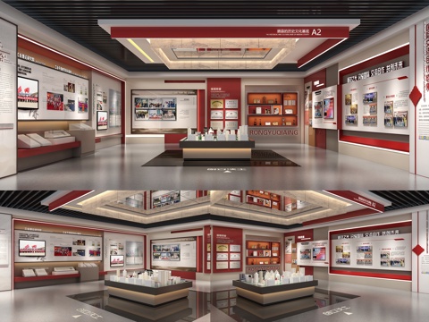  校史馆教育展厅党建展厅荣誉室su模型 