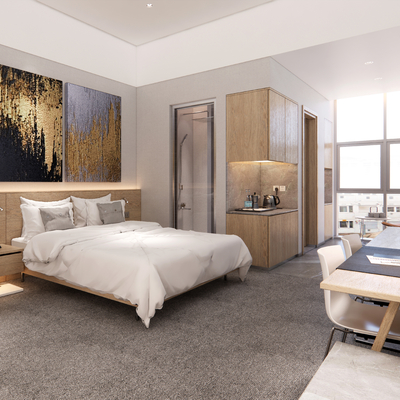  现代酒店客房su模型 