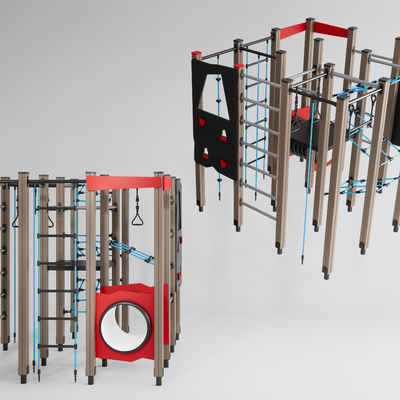 攀爬网架 儿童器材组合 游乐设施su模型