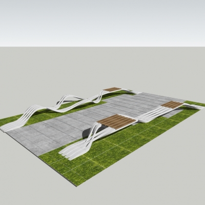  现代户外异形公用椅su模型 