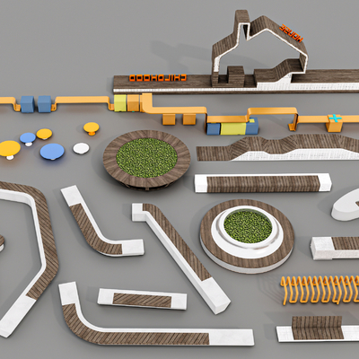  户外椅 树池椅 公共椅su模型 