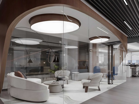  现代办公室 公共办公区 办公室接待区 办公室休息区 办公区su模型 