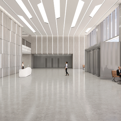  现代办公大堂 前厅su模型 