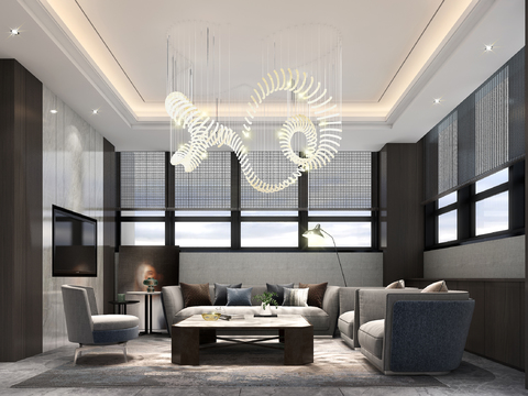  现代会所会客室3d模型 