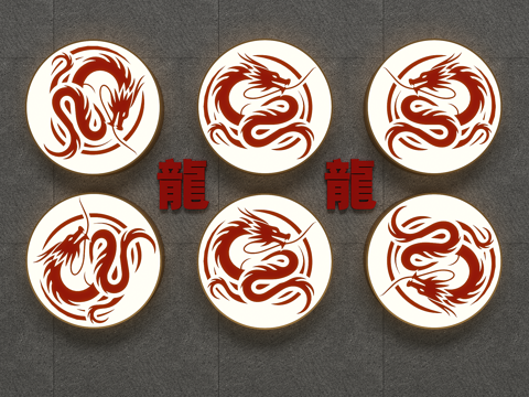  广告灯箱 中国龙灯箱 龙图案 龙灯箱 龙图案 龙标字3d模型 