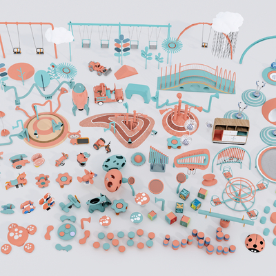  儿童器材 游乐设备 公园设备su模型 